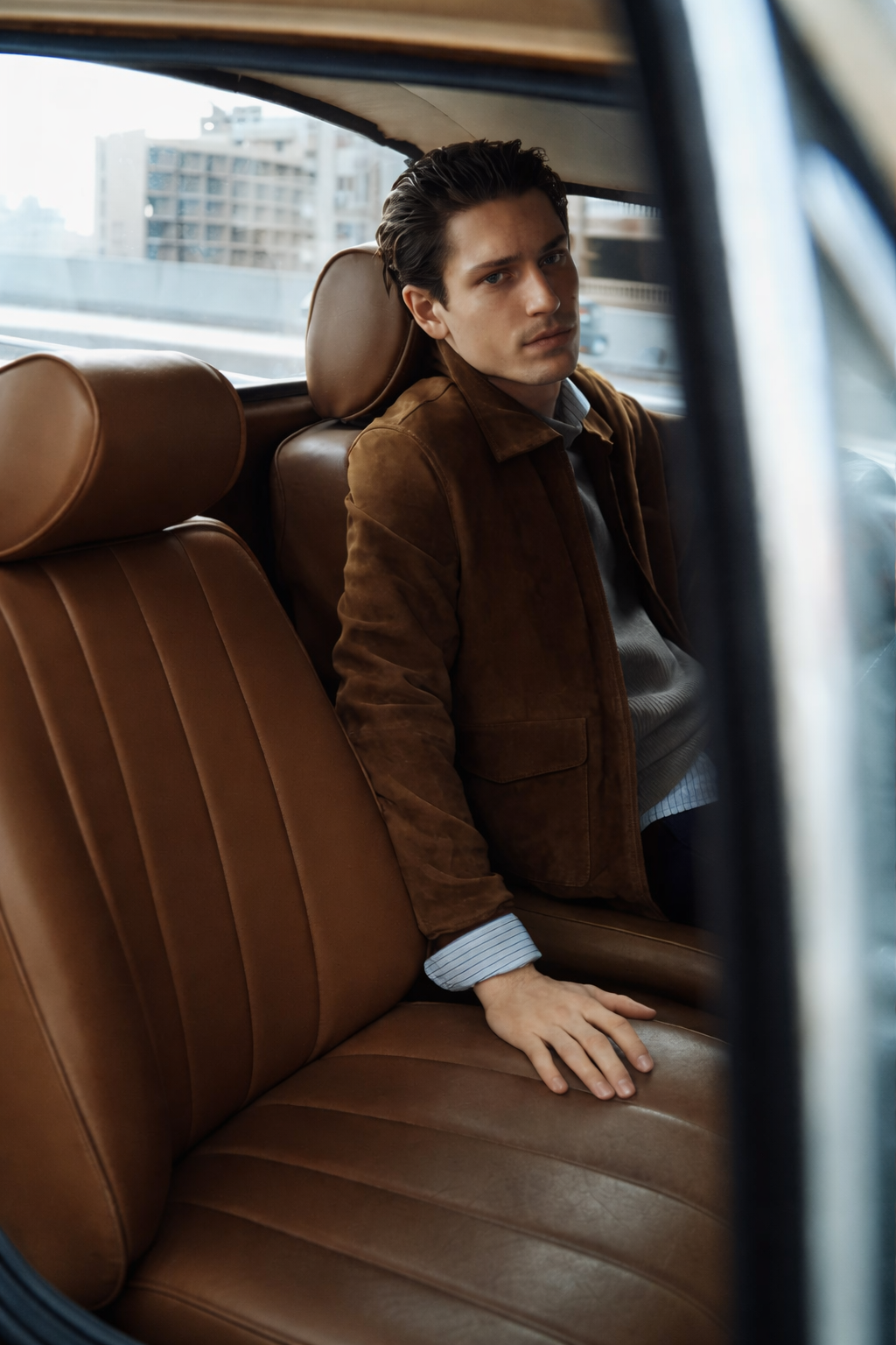 Chaqueta bomber de ante